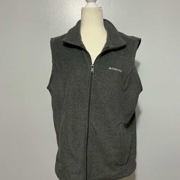 Columbia Women's Dark Grey Fleece Full Zip Vest with Pockets Size XL - Picture 1 of 7